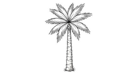 Sketch of a stylized palm tree with detailed fronds on white background