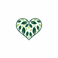 Green Heart Shape Made of Leaves and Plants.