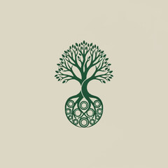 Stylized Tree of Life with Celtic Knot Roots, Symbolizing Interconnection and Growth.