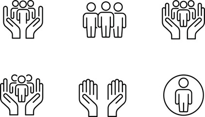 Obraz premium Line Art Icons Representing People, Care, and Community group