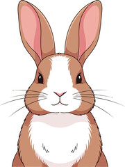 Obraz premium Cute Brown and White Rabbit Cartoon Character