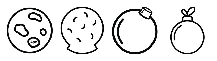 christmas snowball line art icon set. Christmas outline Vector illustration icons.