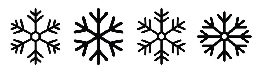 holiday snowflake line art icon set. Christmas outline Vector illustration icons.