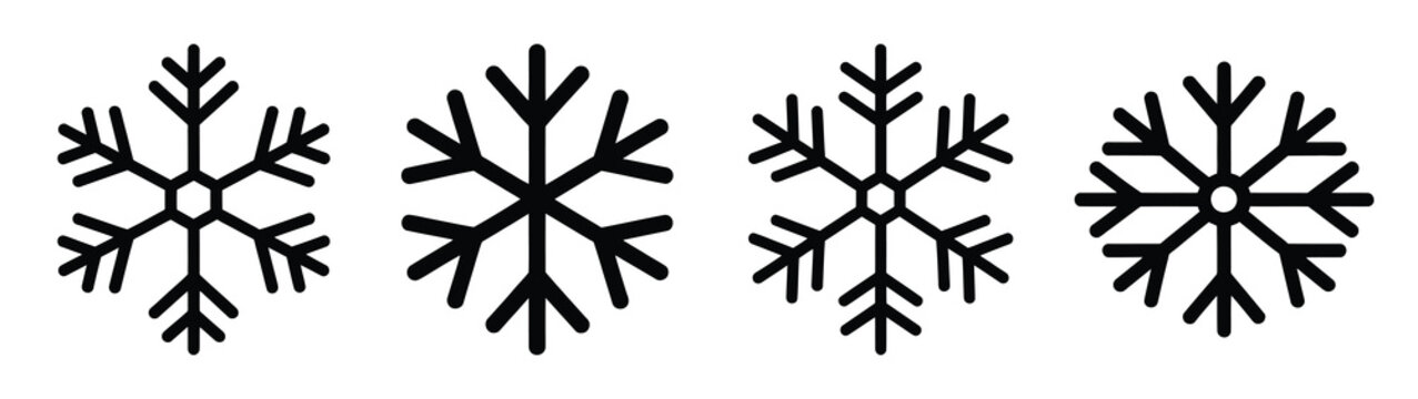 holiday snowflake line art icon set. Christmas outline Vector illustration icons.