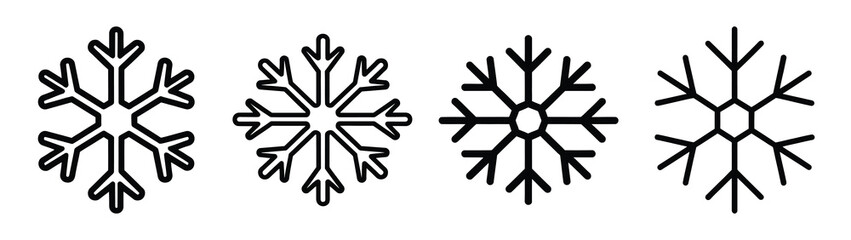 ice flake line art icon set. Christmas outline Vector illustration icons.