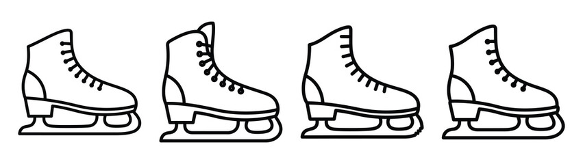 ice skate line art icon set. Christmas outline Vector illustration icons.