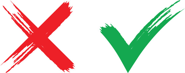 Brush Style Check and Cross Symbols for UI and Educational Use