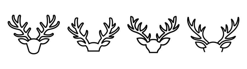 reindeer antlers line art icon set. Christmas outline Vector illustration icons. © Shilpy
