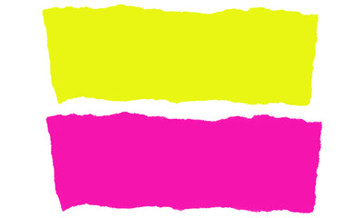 Obraz premium Two horizontal brush strokes in yellow and pink on a black background simple art