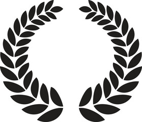 Black Laurel Wreath Vector for Awards, Emblems, and Victory Icons