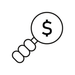 Magnifying Glass with Dollar Sign – Financial Search Vector Icon

