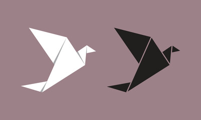 Minimalist Origami Birds in Flight Vector Icons