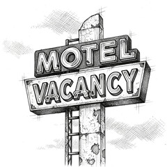 Retro Motel Vacancy Sign Sketch: A Nostalgic Reminder of Roadside America