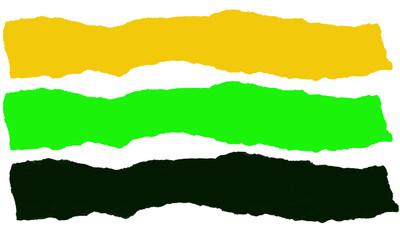 Abstract rendering of yellow and green shapes with black background and reflection