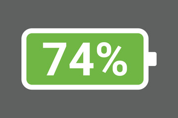 Green Battery Icon Showing 74% Charge &ndash; High-Quality Stock Image