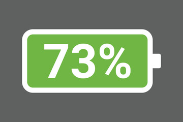 Green Battery Icon Showing 73% Charge &ndash; High-Quality Stock Image