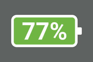 Green Battery Icon Showing 77% Charge &ndash; High-Quality Stock Image
