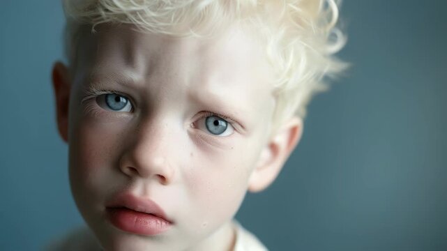 A thoughtful expression on a young boy's face.
