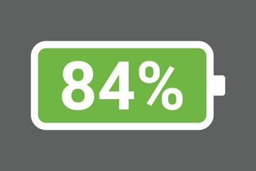 Green Battery Icon Showing 84% Charge &ndash; Full Power Level digital Stock Image