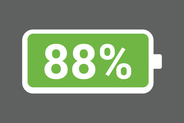 Green Battery Icon Showing 88% Charge &ndash; Full Power Level digital Stock Image