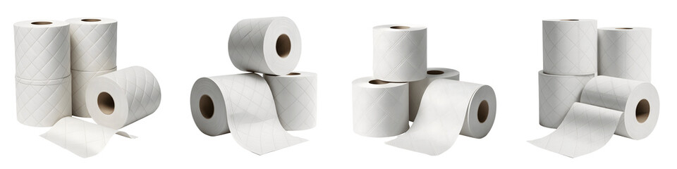 Rolls of toilet paper for hygiene isolated on transparent background
