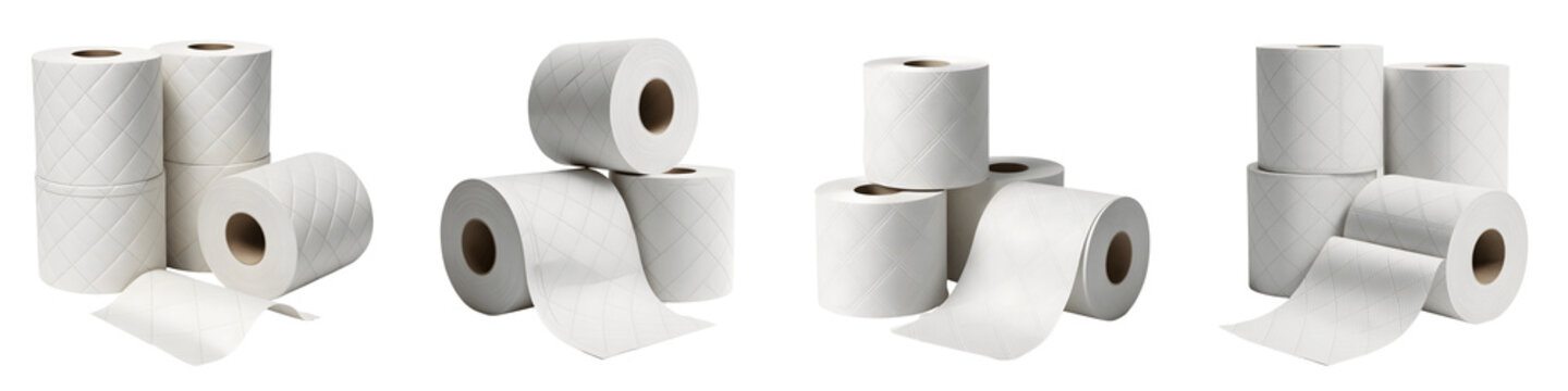 Rolls of toilet paper for hygiene isolated on transparent background