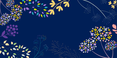 Fototapeta premium fish in the water. Seamless blue fish pattern with golden stars and abstract night sky design. 