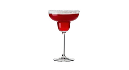 Isolated red cocktail margarita in a glass with sugar rim, alcoholic beverage, party drink