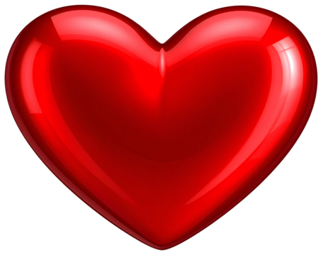 Shiny, translucent red heart with glossy surface on black
