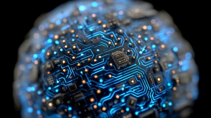 Abstract neural network with glowing circuits, representing artificial intelligence technology