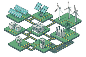Smart energy grid network with renewable power sources and battery storage system