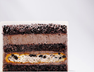 Delicious layered cake with unique textures and flavors on display