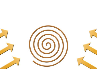 Arrows Converging on a Spiral Symbol.