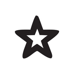 Fototapeta premium Simple dark gray outline star shape with white inner star on a clean white background