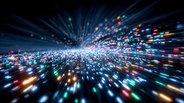 Abstract technology background with glowing lines and light trails effect perspective digital