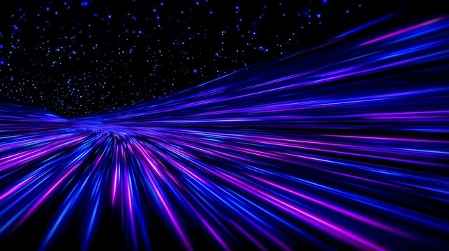 Dynamic light trails in cosmic space evoke futuristic speed and energy
