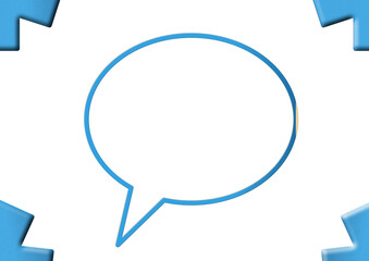 Blue Speech Bubble Icon with Gear Elements.