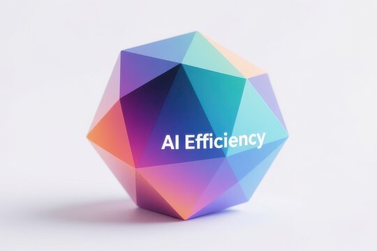 Digital transformation process, abstract geometric representation of AI efficiency
