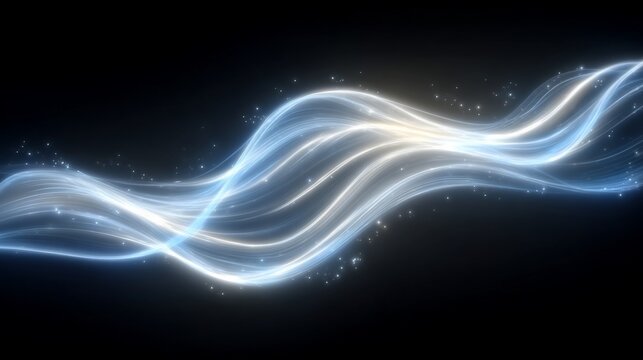Elegant light trails on a dark background create a futuristic abstract design with shimmering - Powered by Adobe