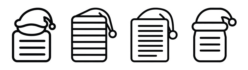 santa list line art icon set. Christmas outline Vector illustration icons.