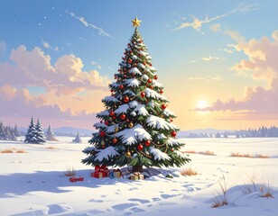 Decorated Christmas Tree for Winter Celebration