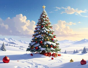 Decorated Christmas Tree for Winter Celebration