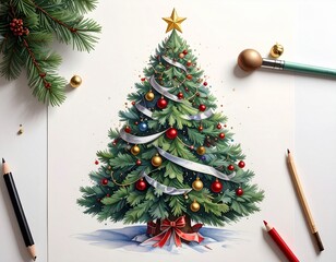 Decorated Christmas Tree for Winter Celebration