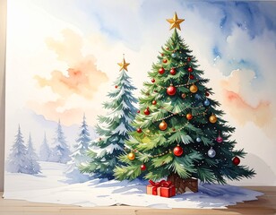 Decorated Christmas Tree for Winter Celebration