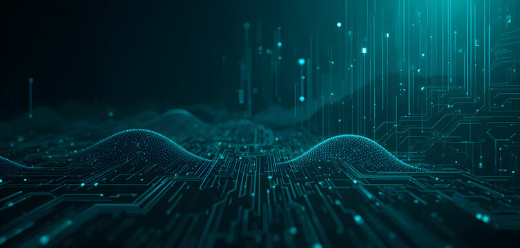 Dark teal gradient background with faint security grid lines and a soft holographic glow. A modern fintech-inspired abstract texture featuring minimal circuitry elements, perfect for cybersecurity 