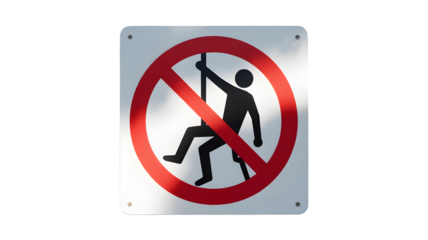 Avoid pole climbing warning sign for safety regulations, public awareness for danger, and prohibition against hazardous behavior in restricted areas