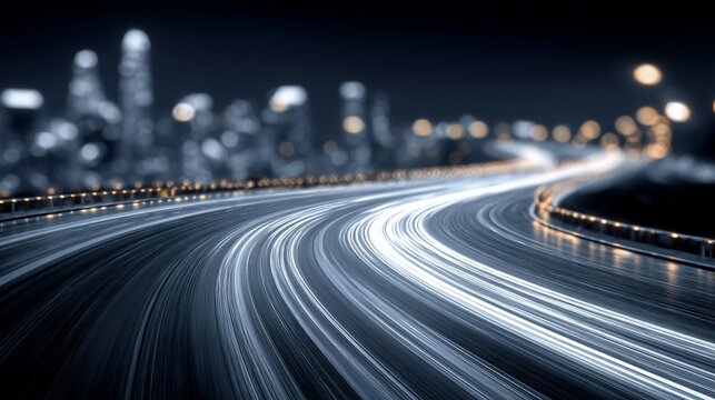 Long exposure shot captures the essence of urban movement and vibrant city nightscape
