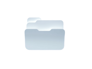 Semi-transparent file folder icon, white with blue glow