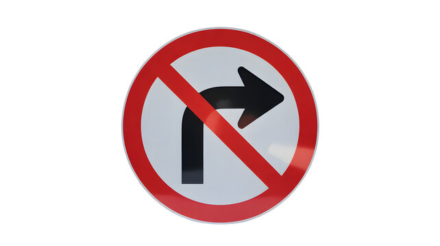 Clear prohibition symbol indicating no right turn, essential for traffic safety and regulatory compliance in transportation contexts.
