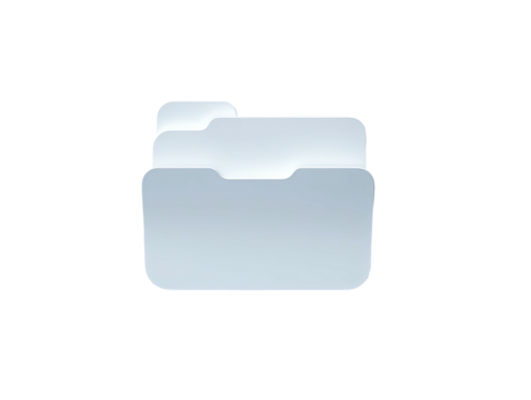 Semi-transparent file folder icon, white with blue glow